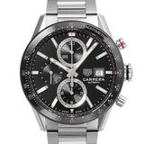 Tag Heuer Carrera Automatic Chronograph Black Dial Silver Steel Strap Watch for Men - CBM2110.BA0651