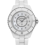 Chanel J12 Diamonds Mother of Pearl White Dial White Steel Strap Watch for Women - J12 H5704