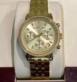 Michael Kors Runway Chronograph Gold Dial Gold Steel Strap Watch For Women - MK5698