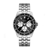 Guess Odyssey Black Dial Silver Steel Strap Watch For Men - W1107G1