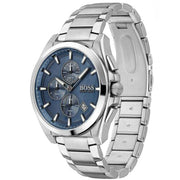 Hugo Boss Grandmaster Chronograph Blue Dial Silver Steel Strap Watch for Men - 1513884