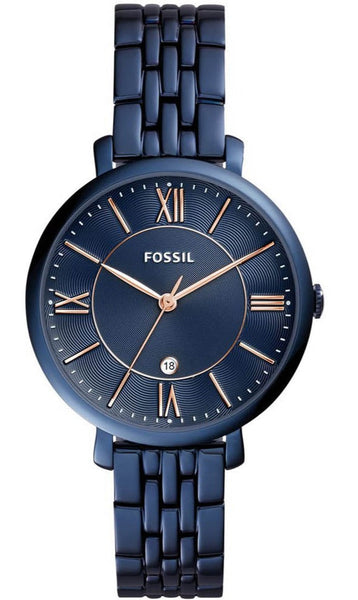 Women\'s Blue Jacqueline Quartz Stainless Steel Three Hand Bracelet Watch Amazon.com: Fossil Women main image 2
