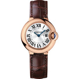 Cartier Ballon Bleu De Cartier White Dial Brown Leather Strap Watch for Women - WGBB0009