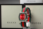 Gucci Grip Quartz Chronograph Red Dial Two Tone NATO Strap Watch for Men - YA157304