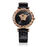 Versace Palazzo Empire Greca Black Dial Black Leather Strap Watch for Women - VEDV00719