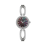 Bulova Crystal Black Mother of Pearl Dial Silver Steel Strap Watch for Women - 96L224