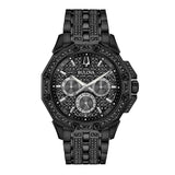 Bulova Octova Chronograph Black Crystal Dial Black Steel Strap Watch for Men - 98C134