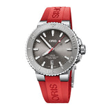 Oris Aquis Date Relief Grey Dial Red Rubber Strap Watch for Men - 0173377304153-0742466EB