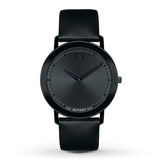 Movado Sapphire Black Dial Black Leather Strap Watch for Men - 606884