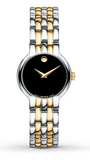 Movado Veturi Quartz Black Dial Two Tone Steel Strap Watch for Women - 0606933