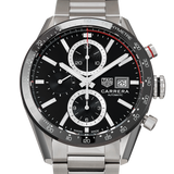 Tag Heuer Carrera Automatic Chronograph Black Dial Silver Steel Strap Watch for Men - CBM2110.BA0651