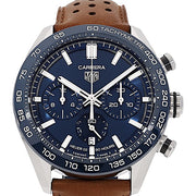 Tag Heuer Carrera Automatic Chronograph Blue Dial Brown Leather Strap Watch for Men - CBN2A1A.FC6537