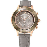 Swarovski Octea Lux Chrono Grey Dial Grey Leather Strap Watch for Women - 5452495