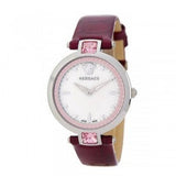 Versace Olympo Crystal Gleam White Dial Purple Leather Strap Watch for Women - VAN010016