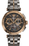 Versace Aion Chronograph Black Dial Grey Steel Strap Watch for Men  - VBR050017