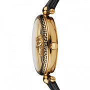 Versace Palazzo Empire Black Dial Black Leather Strap Watch for Women - VCO020017