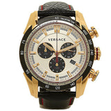 Versace V-Ray Chronograph White Dial Black Leather Strap Watch for Men - VDB040014