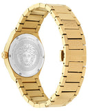 Versace V-Auria Quartz Black Dial Gold Steel Strap Watch for Men - VE0F00525