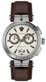 Versace Aion Chronograph White Dial Brown Leather Strap Watch for Men - VBR010017