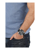 Versace V Ray Chronograph Quartz Black Dial Black Leather Strap Watch For Men - VE2I00121