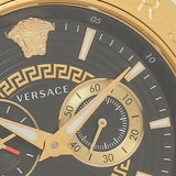 Versace V-Race Quartz Black Dial Gold Steel Strap Watch For Men - VEBV00519