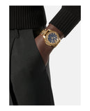 Versace Greca Action Chronograph Black Dial Gold Steel Strap Watch For Men - VE3J00622