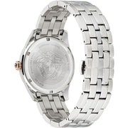 Versace Greca Time Quartz Black Dial Silver Steel Strap Watch For Men - VE3K00322