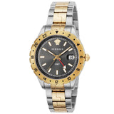 Versace Hellenyium GMT Black Dial Two Tone Steel Strap Watch for Men - V11040015