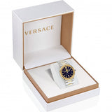 Versace Greca Logo Moonphase Black Dial Two Tone Steel Strap Watch for Men - VE7G00223