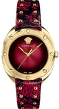 Versace Shadov Quartz Red Dial Red Leather Strap Watch for Women - VEBM00918