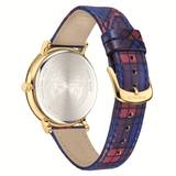 Versace V-Circle The Clans Edition Black Dial Red & Blue Leather Strap Watch for Women - VEBQ00218