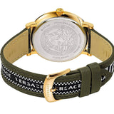 Versace V-Circle Quartz Green Dial Green Leather Strap Watch for Men - VEBQ01519