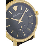 Versace V-Circle Quartz Black Dial Brown Leather Strap Watch for Men - VEBQ01619