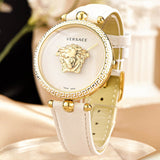 Versace Palazzo Empire White Dial White Leather Strap Watch for Women - VCO040017