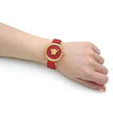 Versace Palazzo Empire Greca Red Dial Red Leather Strap Watch for Women - VEDV00319