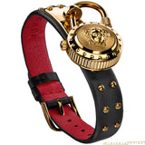 Versace Medusa Lock Icon Gold Dial Red Leather Strap Watch for Women - VEDW00119