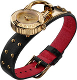 Versace Medusa Lock Icon Gold Dial Red Leather Strap Watch for Women - VEDW00119