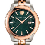 Versace V-Urban Green Dial Two Tone Steel Strap Watch for Men - VELQ00619