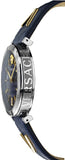 Versace V-Twist Quartz Blue Dial Blue Leather Strap Watch for Women - VELS00119