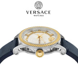 Versace Viamond Quartz White Dial Blue Leather Strap Watch For Men - VEPO00120