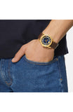 Versace Code Quartz Blue Dial Brown Leather Strap Watch For Men - VEPO00220