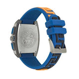 Versace Iconic Dominus Chronograph Blue Dial Blue Rubber Strap Watch For Men - VE6H00323