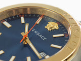 Versace Hellenyium Quartz Blue Dial Two Tone Steel Strap Watch For Men - VEVH00520