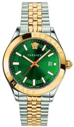 Versace Greca Green Dial Silver Steel Strap Watch for Women