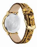 Versace V-Circle Black Dial Gold Leather Strap Watch for Women - VBP13017