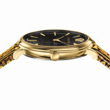 Versace V-Circle Black Dial Gold Leather Strap Watch for Women - VBP13017