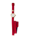 Versace V-Flare Quartz Silver Dial Red Leather Strap Watch for Women - VEBN00418