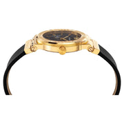 Versace Greca Black Dial Black Leather Strap Watch for Women - VEVH00320