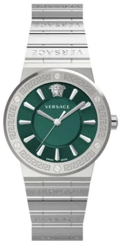 Versace Grace Quartz Green Dial Silver Steel Strap Watch For Women - VEVH00920