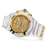 Versace Icon Active Chronograph Gold Dial White Silicone Strap Watch for Men - VEZ700121